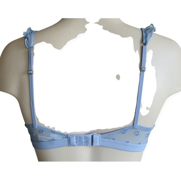 Madewell dusty blue floral embroidered mesh bralette in rainwashed peri size M - Picture 3 of 9